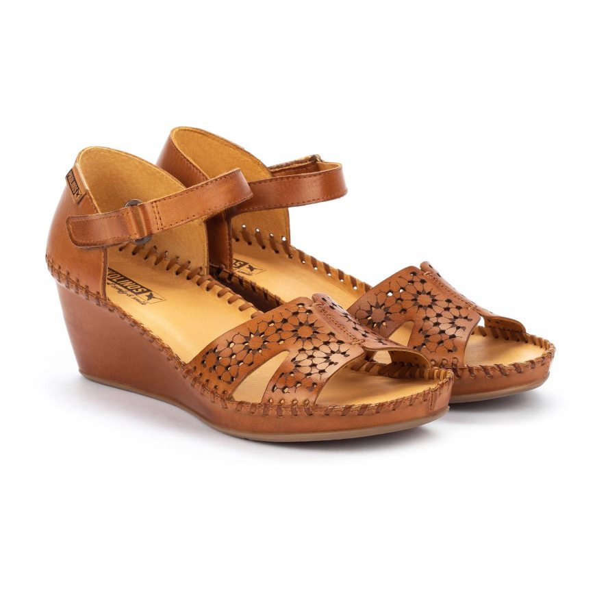 Brown Pikolinos MARGARITA Women's Wedge Sandals | CIOB26914