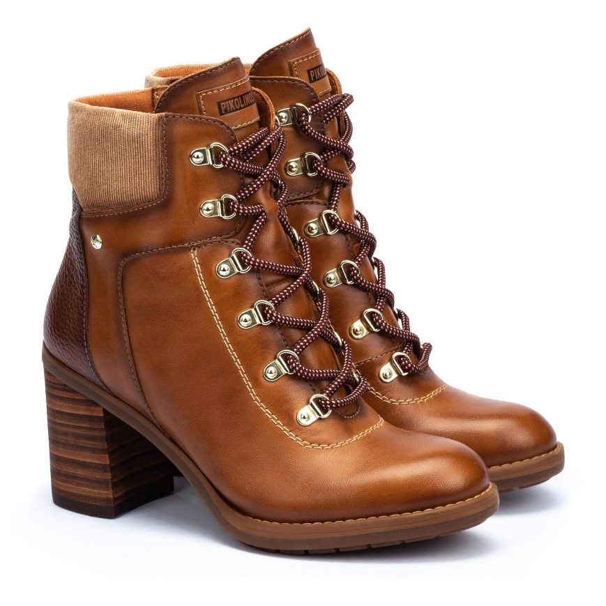 Brown Pikolinos POMPEYA Women's Ankle Boots | NMHG7836T