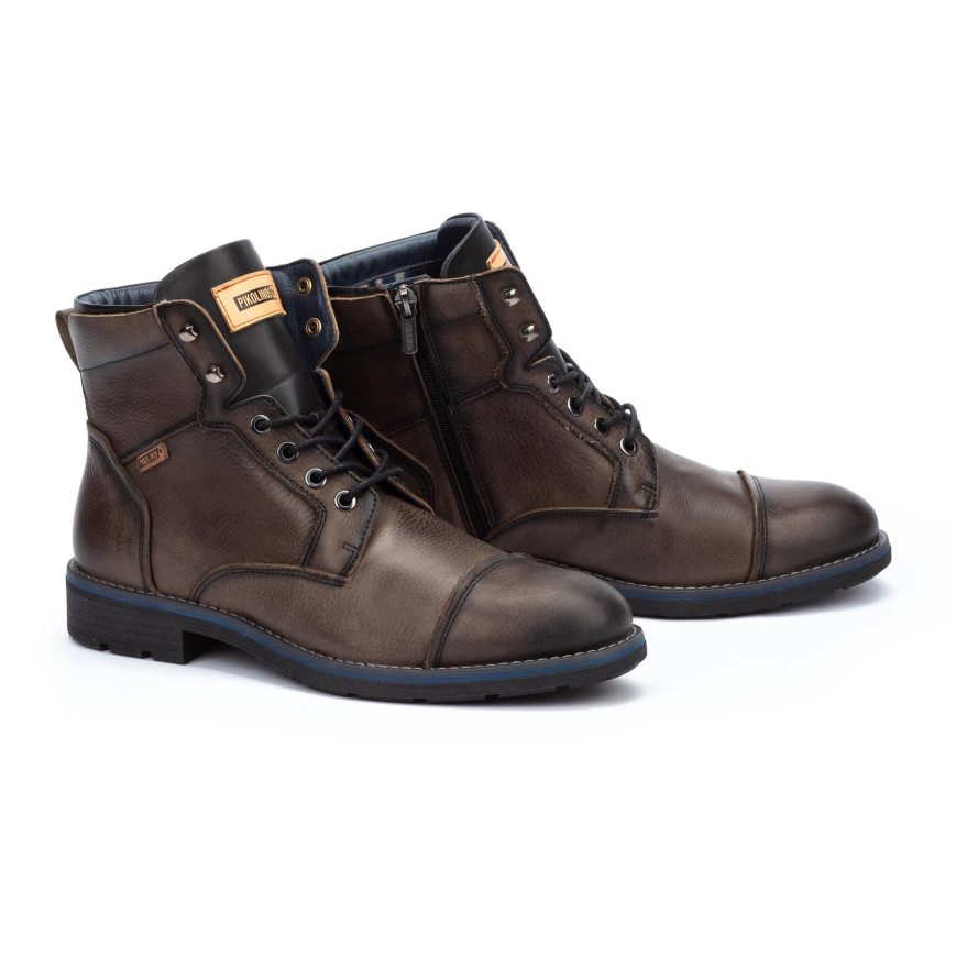 Brown Pikolinos YORK Men's Ankle Boots | 1FPO10392