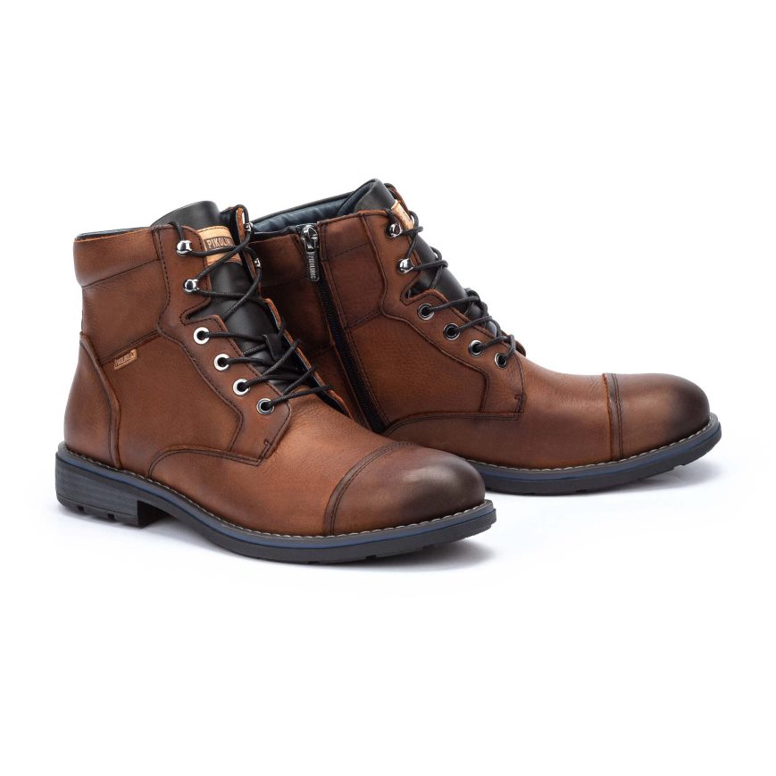 Brown Pikolinos YORK Men's Ankle Boots | BMUP28T01