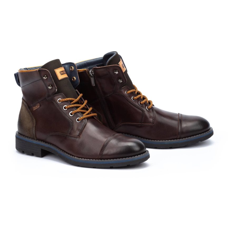 Brown Pikolinos YORK Men's Ankle Boots | LJGM21694