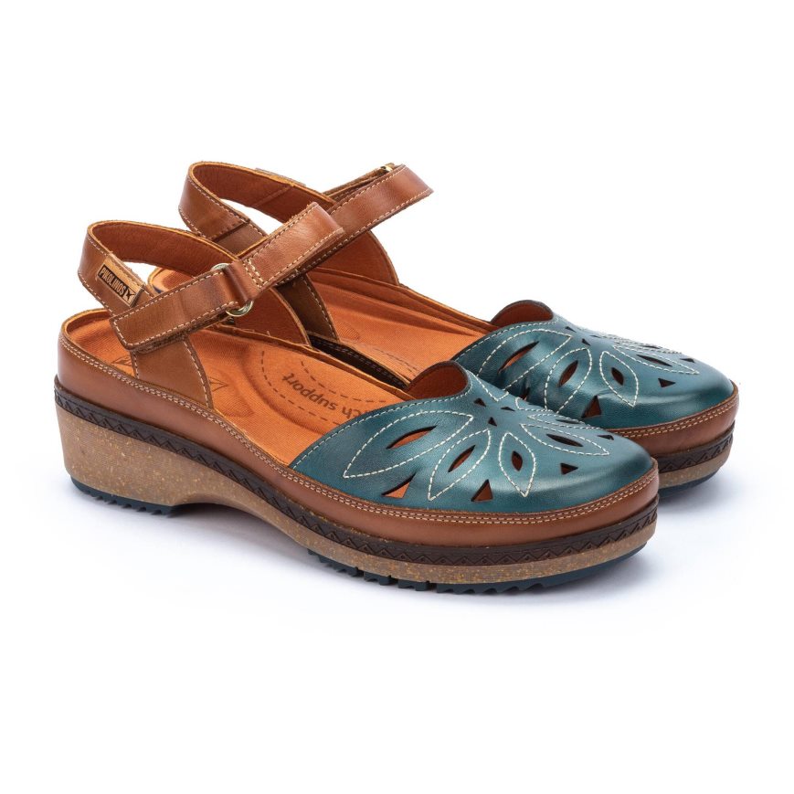 Brown / Turquoise Pikolinos GRANADA Women's Sandals | CDBT09847