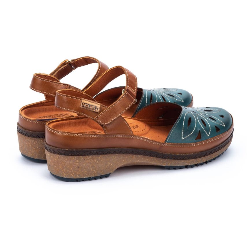 Brown / Turquoise Pikolinos GRANADA Women's Sandals | CDBT09847