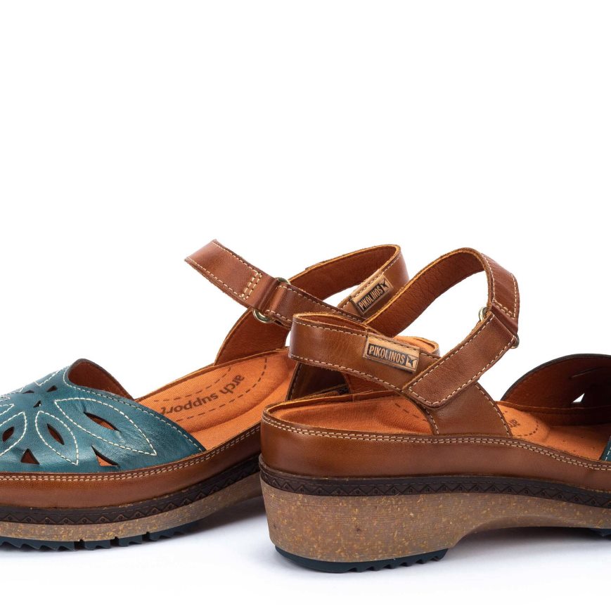 Brown / Turquoise Pikolinos GRANADA Women's Sandals | CDBT09847