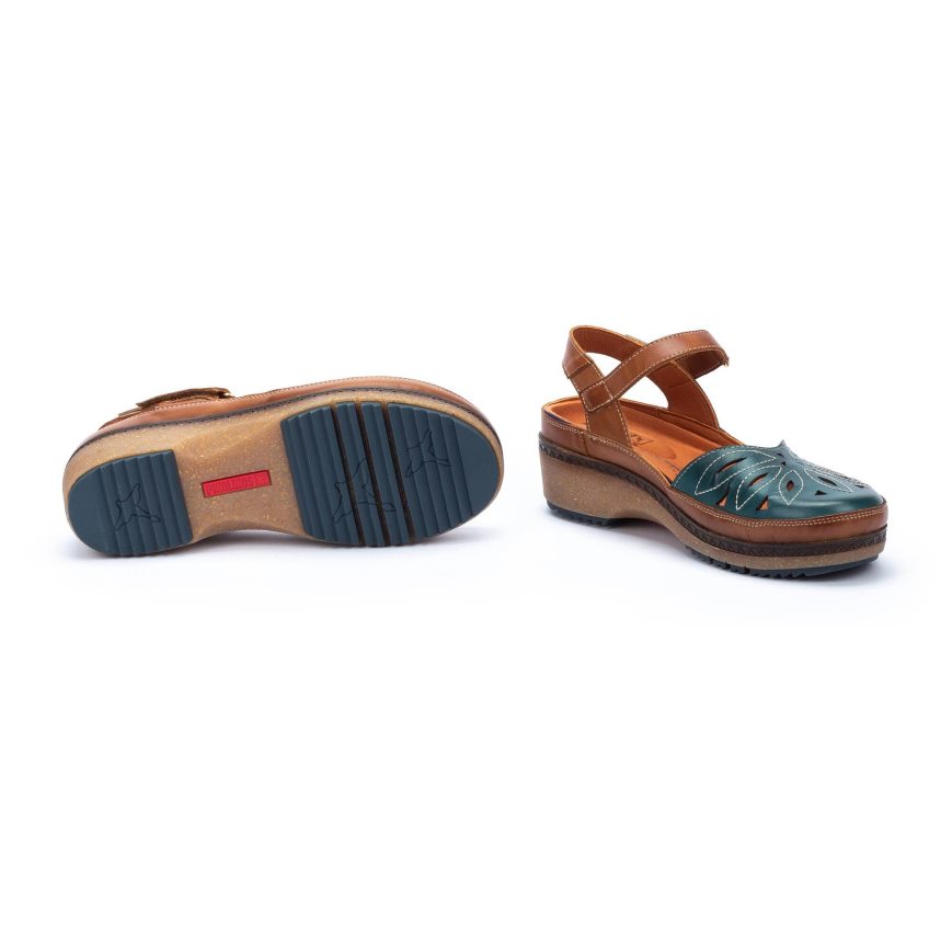 Brown / Turquoise Pikolinos GRANADA Women's Sandals | CDBT09847