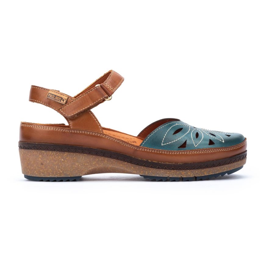 Brown / Turquoise Pikolinos GRANADA Women\'s Sandals | CDBT09847