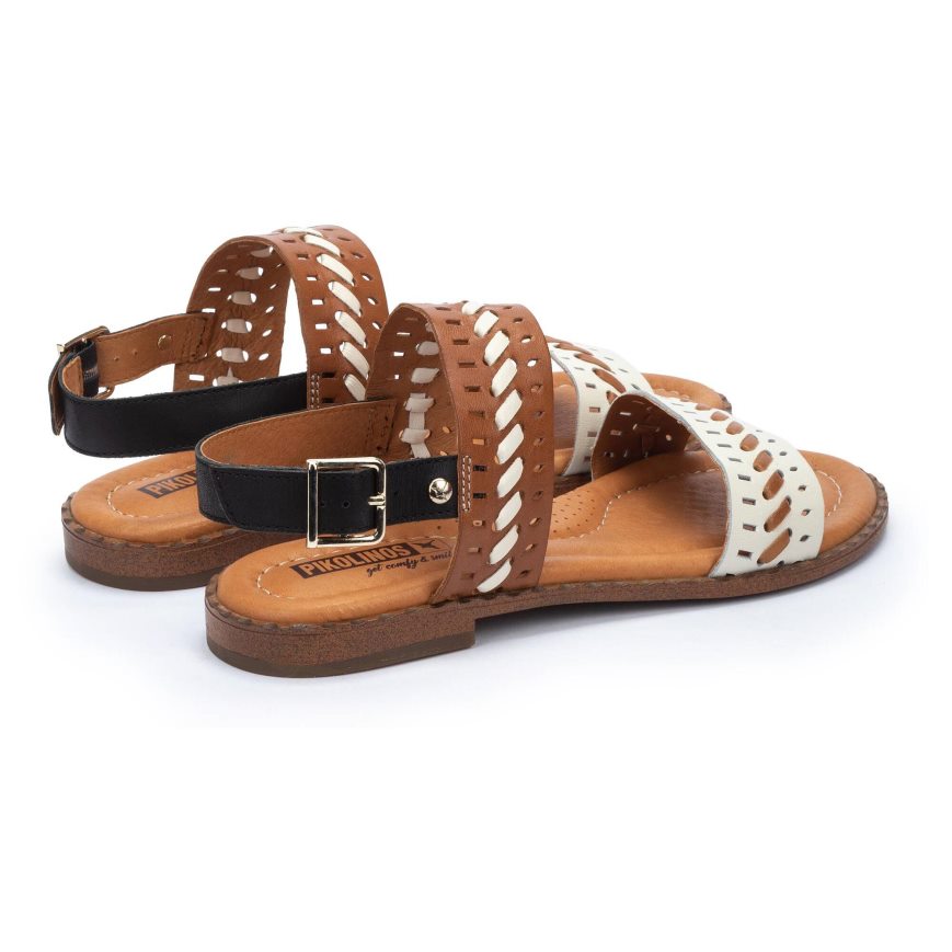 Brown / White Pikolinos ALGAR Women's Flat Sandals | RPGL78421