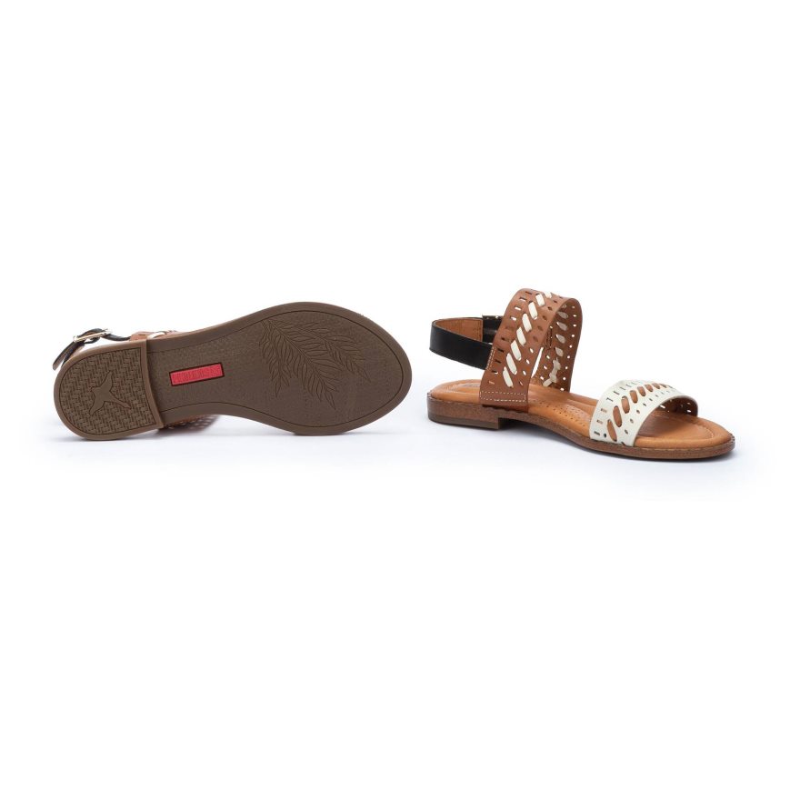 Brown / White Pikolinos ALGAR Women's Flat Sandals | RPGL78421