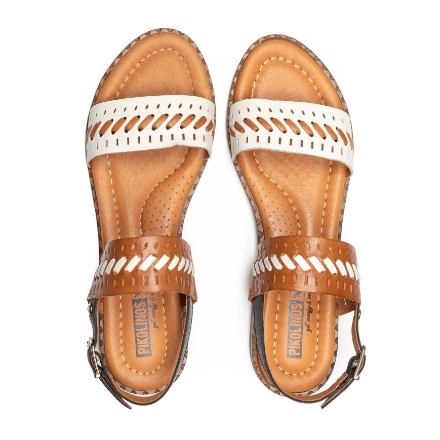 Brown / White Pikolinos ALGAR Women's Flat Sandals | RPGL78421