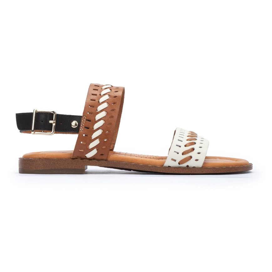 Brown / White Pikolinos ALGAR Women\'s Flat Sandals | RPGL78421