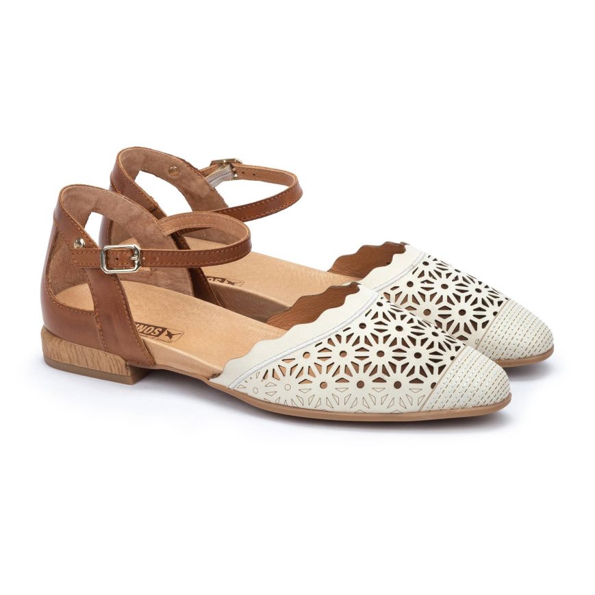 Brown / White Pikolinos BENISSA Women's Flat Sandals | CNXA04T38