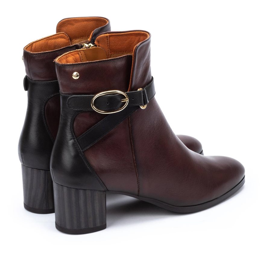 Burgundy Pikolinos CALAFAT Women's Ankle Boots | SHNI70349