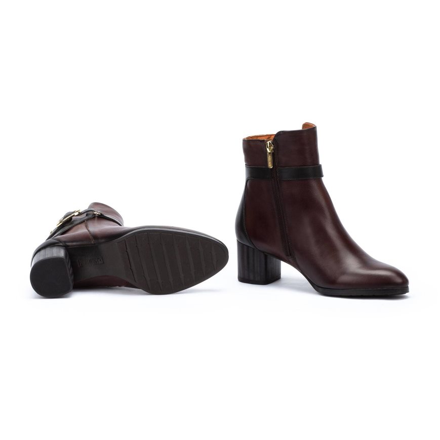 Burgundy Pikolinos CALAFAT Women's Ankle Boots | SHNI70349