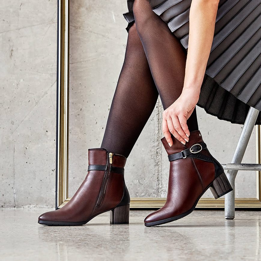 Burgundy Pikolinos CALAFAT Women's Ankle Boots | SHNI70349