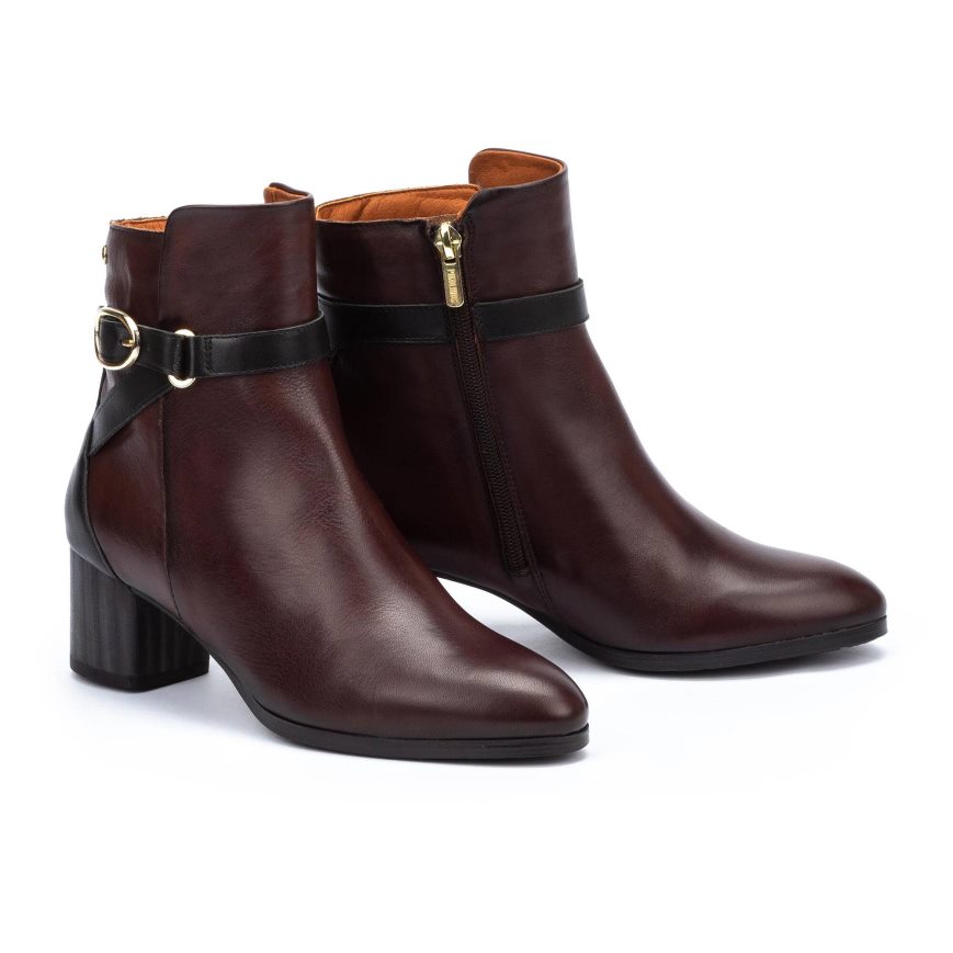 Burgundy Pikolinos CALAFAT Women's Ankle Boots | SHNI70349