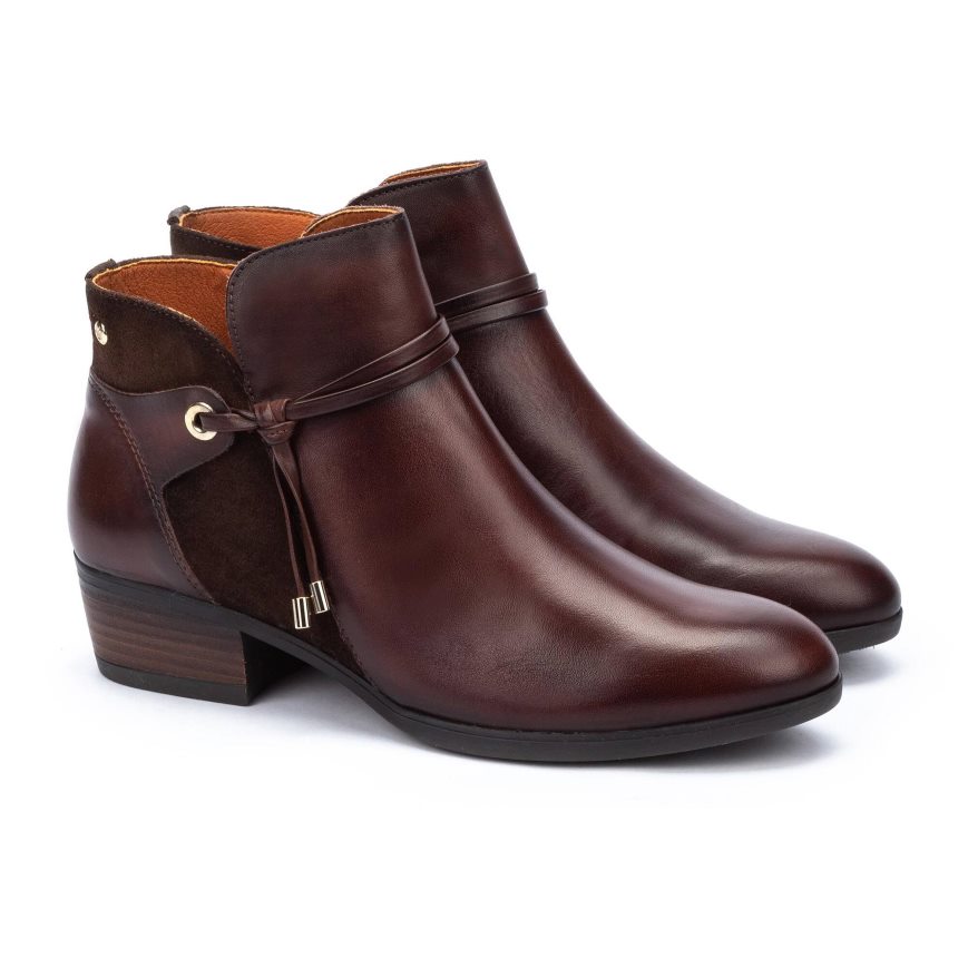 Burgundy Pikolinos DAROCA Women's Ankle Boots | R1EY19468