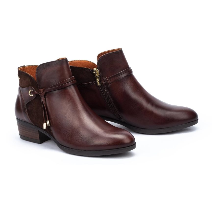 Burgundy Pikolinos DAROCA Women's Ankle Boots | R1EY19468