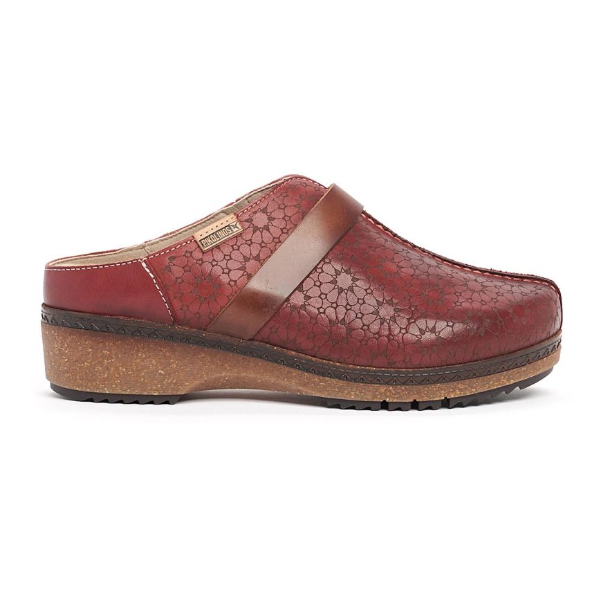 Burgundy Pikolinos GRANADA Women\'s Clogs | FCYA94830