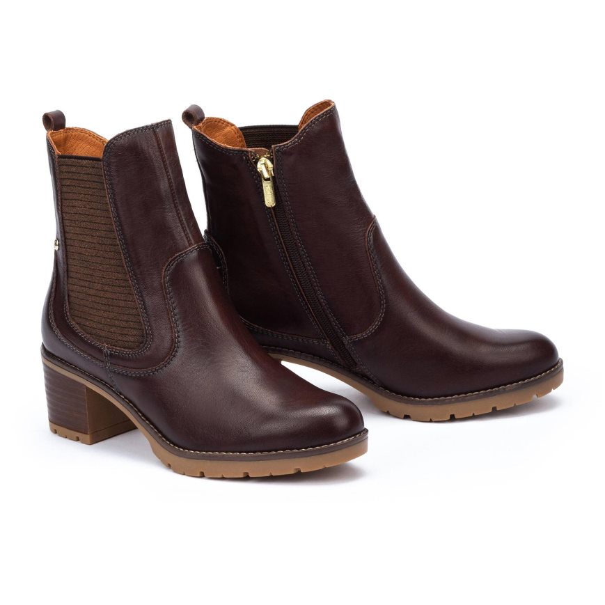 Burgundy Pikolinos LLANES Women's Ankle Boots | XTWJ24069