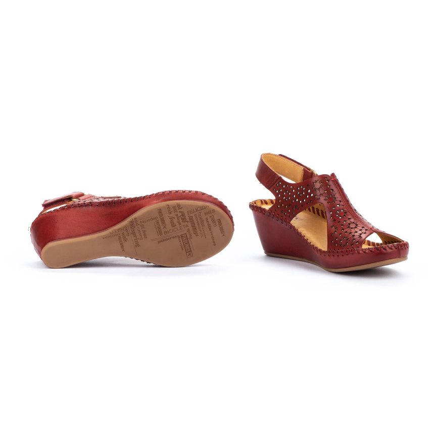 Burgundy Pikolinos MARGARITA Women's Wedge Sandals | IMEU6273T