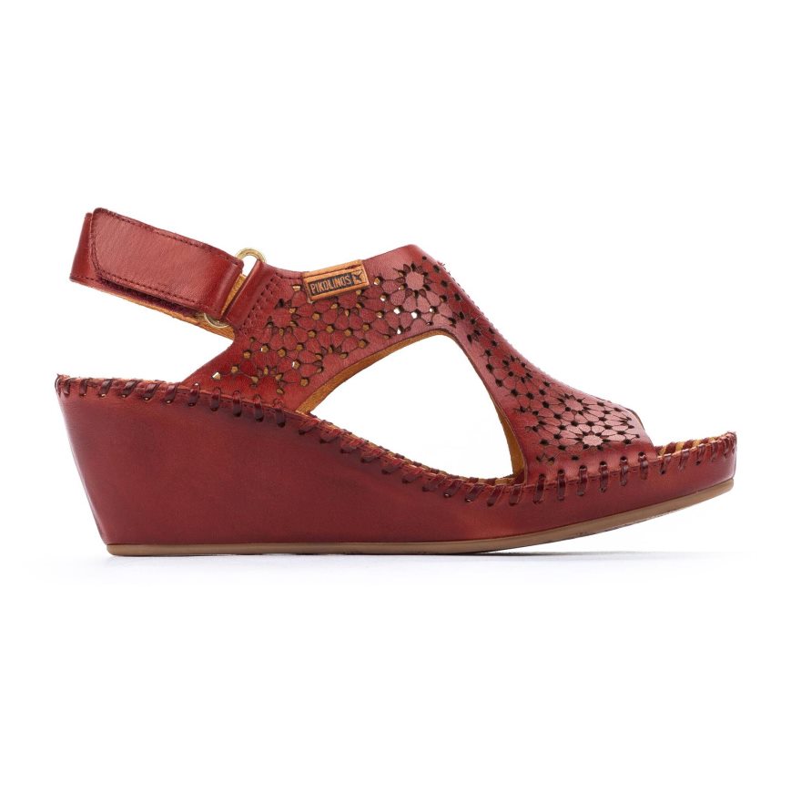 Burgundy Pikolinos MARGARITA Women\'s Wedge Sandals | IMEU6273T