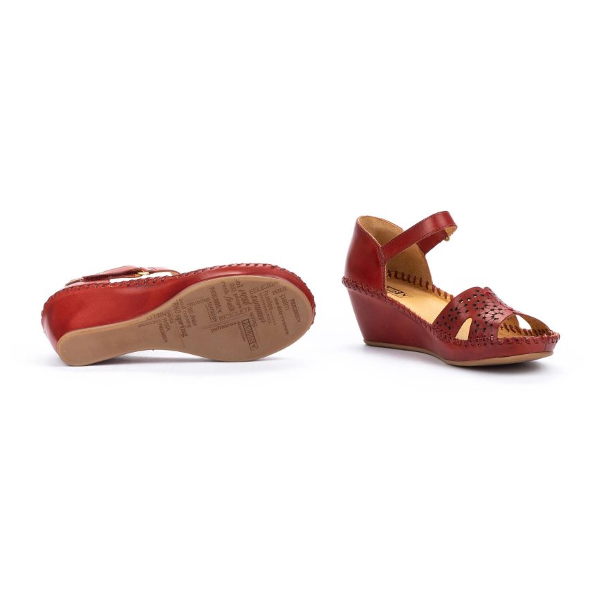 Burgundy Pikolinos MARGARITA Women's Wedge Sandals | XVAE27961