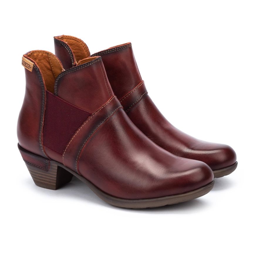 Burgundy Pikolinos ROTTERDAM Women's Ankle Boots | E1UV47192