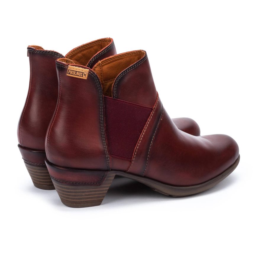 Burgundy Pikolinos ROTTERDAM Women's Ankle Boots | E1UV47192