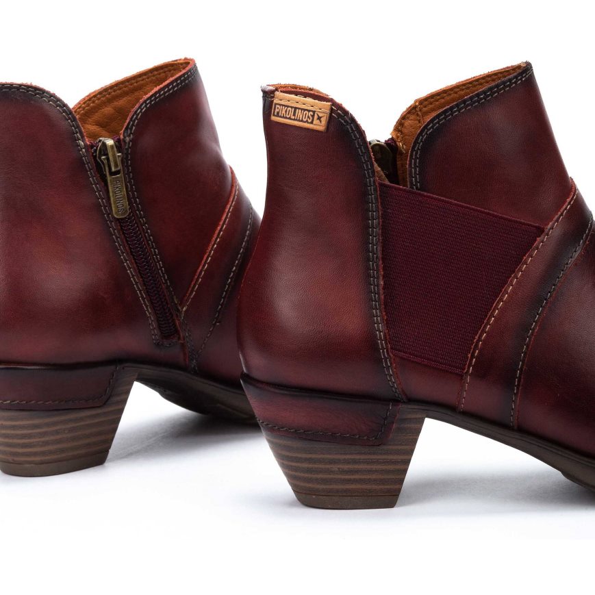 Burgundy Pikolinos ROTTERDAM Women's Ankle Boots | E1UV47192