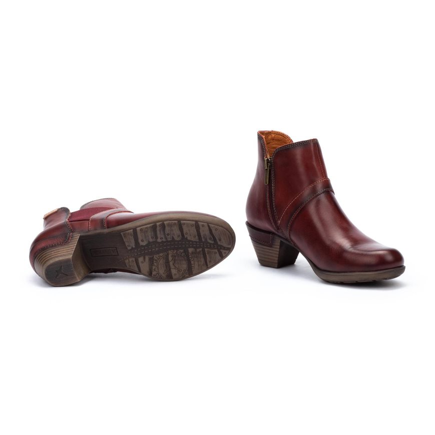 Burgundy Pikolinos ROTTERDAM Women's Ankle Boots | E1UV47192