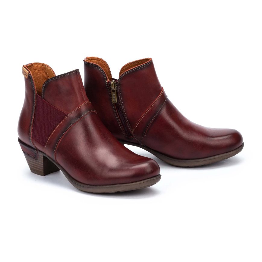 Burgundy Pikolinos ROTTERDAM Women's Ankle Boots | E1UV47192