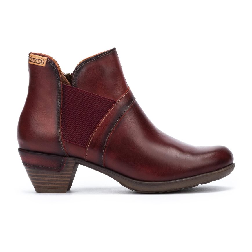 Burgundy Pikolinos ROTTERDAM Women\'s Ankle Boots | E1UV47192