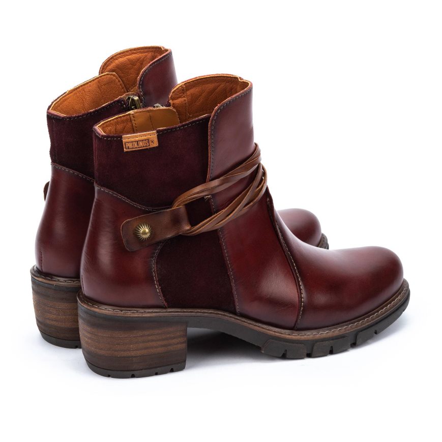 Burgundy Pikolinos SAN SEBASTIAN Women's Ankle Boots | BPJM63489