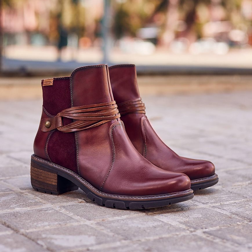 Burgundy Pikolinos SAN SEBASTIAN Women's Ankle Boots | BPJM63489