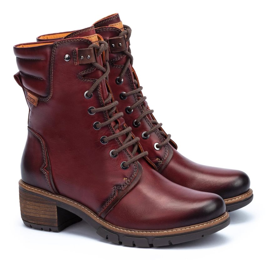 Burgundy Pikolinos SAN SEBASTIAN Women's Ankle Boots | IFDP19264