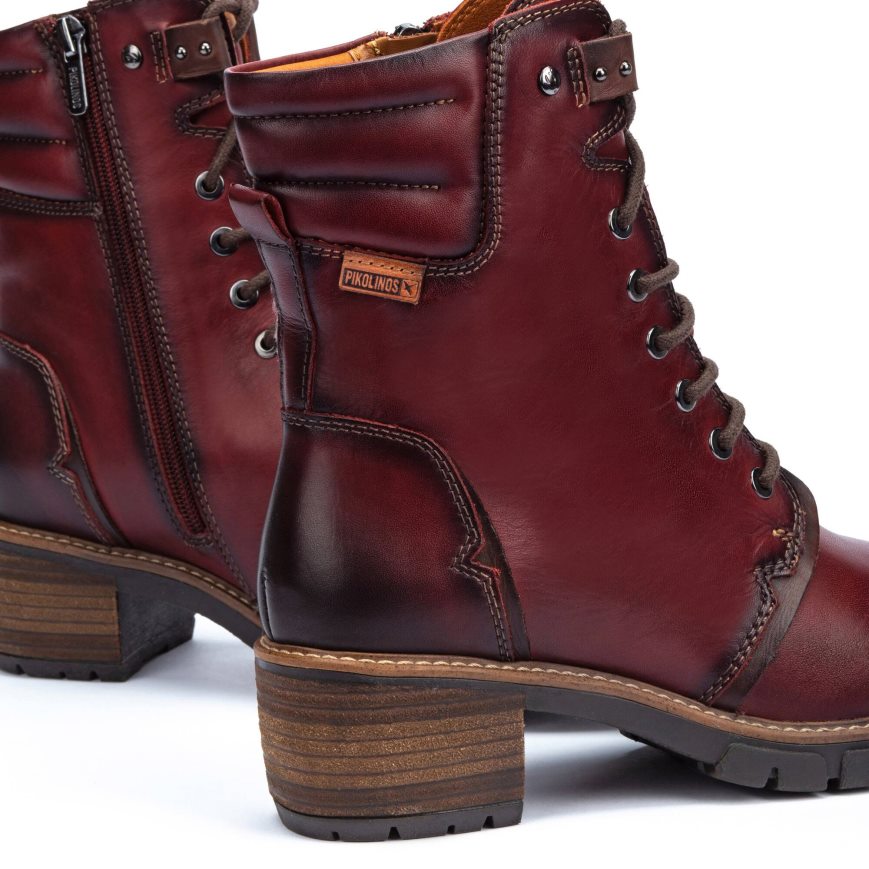 Burgundy Pikolinos SAN SEBASTIAN Women's Ankle Boots | IFDP19264