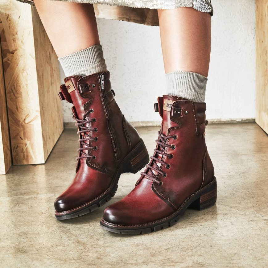 Burgundy Pikolinos SAN SEBASTIAN Women's Ankle Boots | IFDP19264