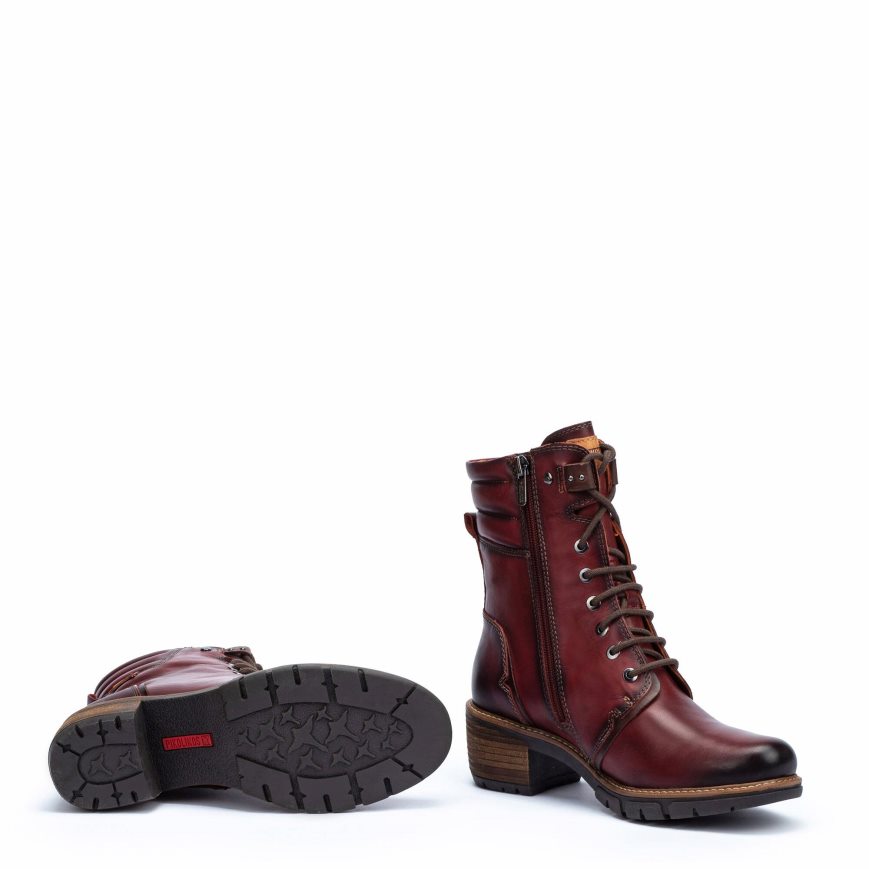 Burgundy Pikolinos SAN SEBASTIAN Women's Ankle Boots | IFDP19264