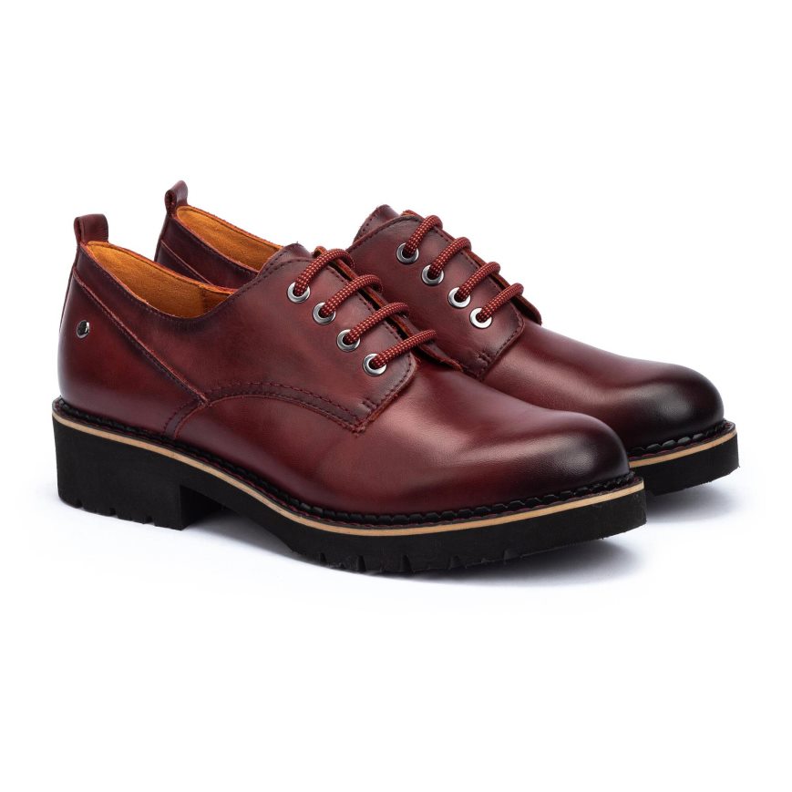 Burgundy Pikolinos VICAR Women's Derby Shoes | OBZH61709