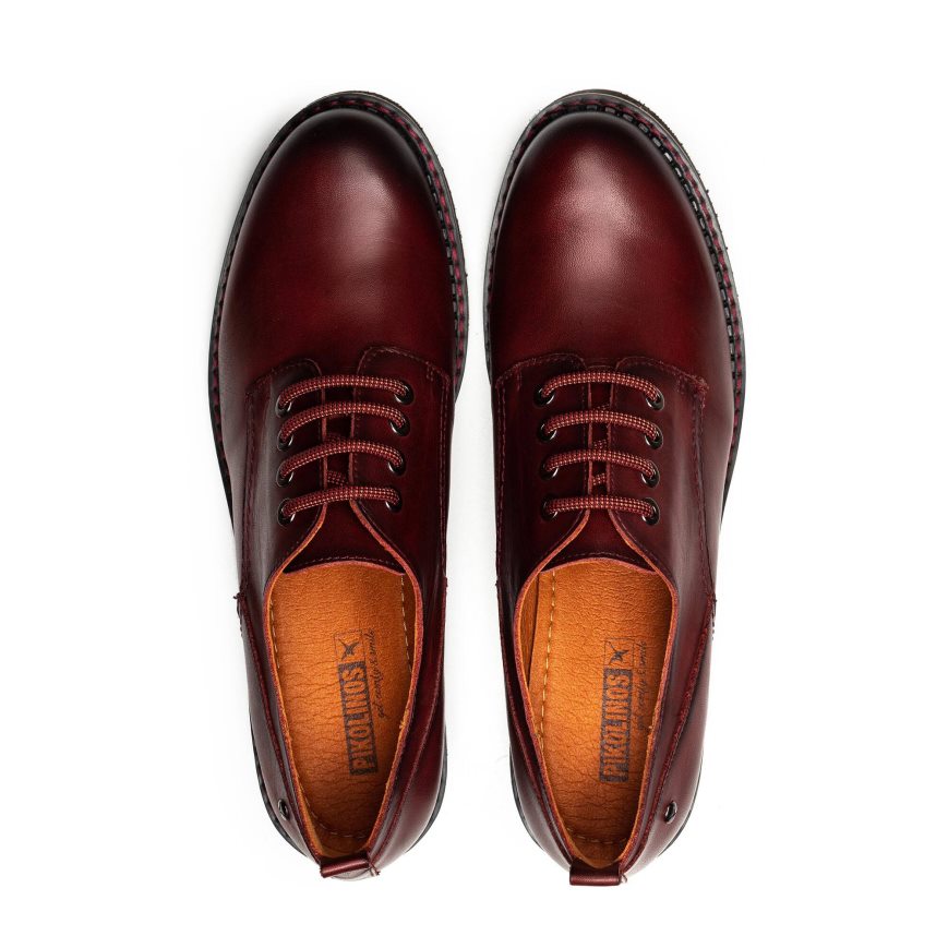 Burgundy Pikolinos VICAR Women's Derby Shoes | OBZH61709