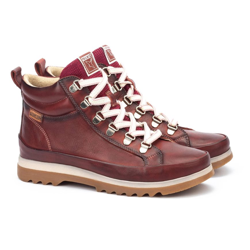 Burgundy Pikolinos VIGO Women's Ankle Boots | FGNE92074