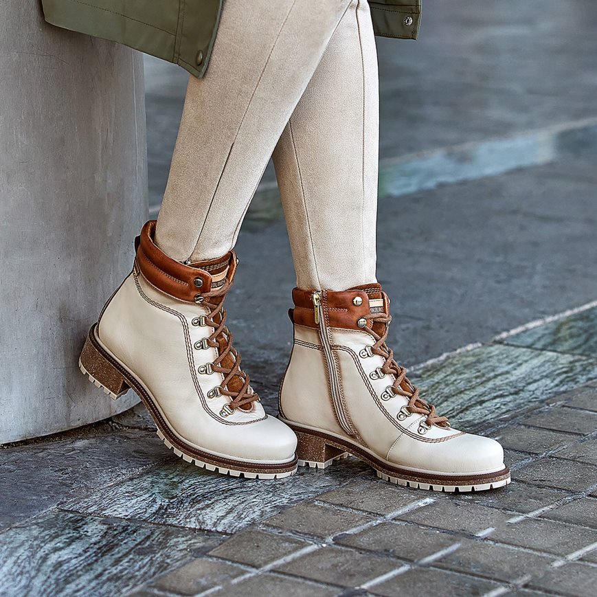 Cream / Brown Pikolinos ASPE Women's Ankle Boots | ETSC31784