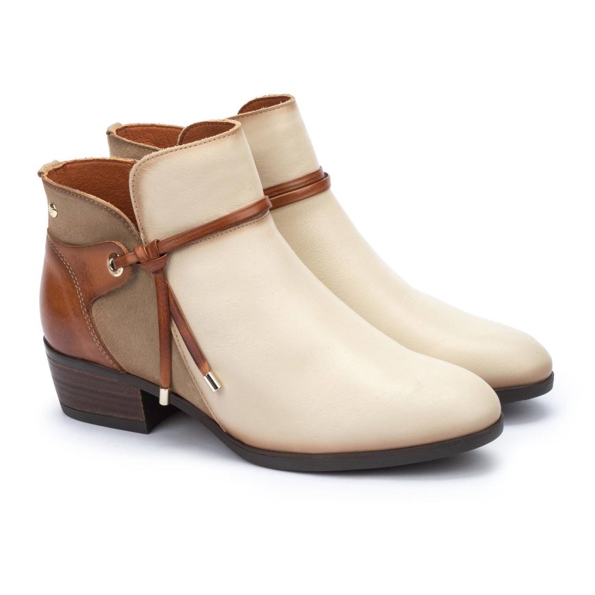 Cream / Brown Pikolinos DAROCA Women's Ankle Boots | SDAL8T437