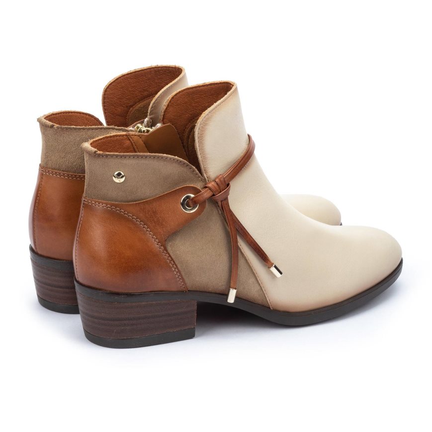 Cream / Brown Pikolinos DAROCA Women's Ankle Boots | SDAL8T437