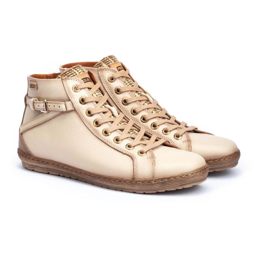 Cream / Brown Pikolinos LAGOS Women's Ankle Boots | YWDG42690