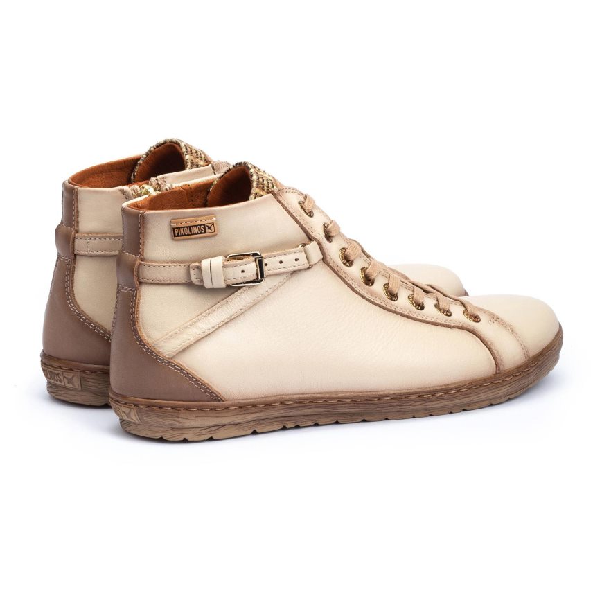 Cream / Brown Pikolinos LAGOS Women's Ankle Boots | YWDG42690