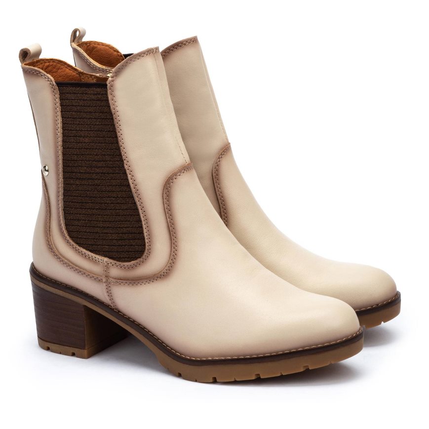 Cream / Brown Pikolinos LLANES Women's Ankle Boots | RGCA9T618