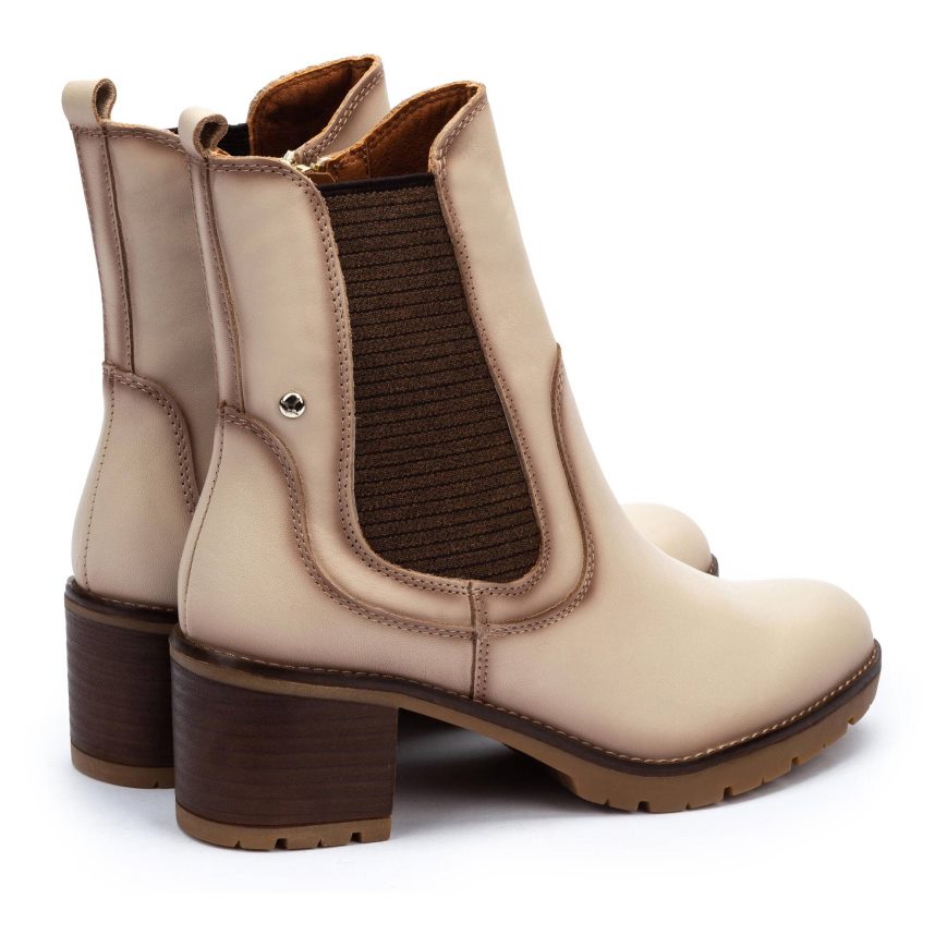 Cream / Brown Pikolinos LLANES Women's Ankle Boots | RGCA9T618