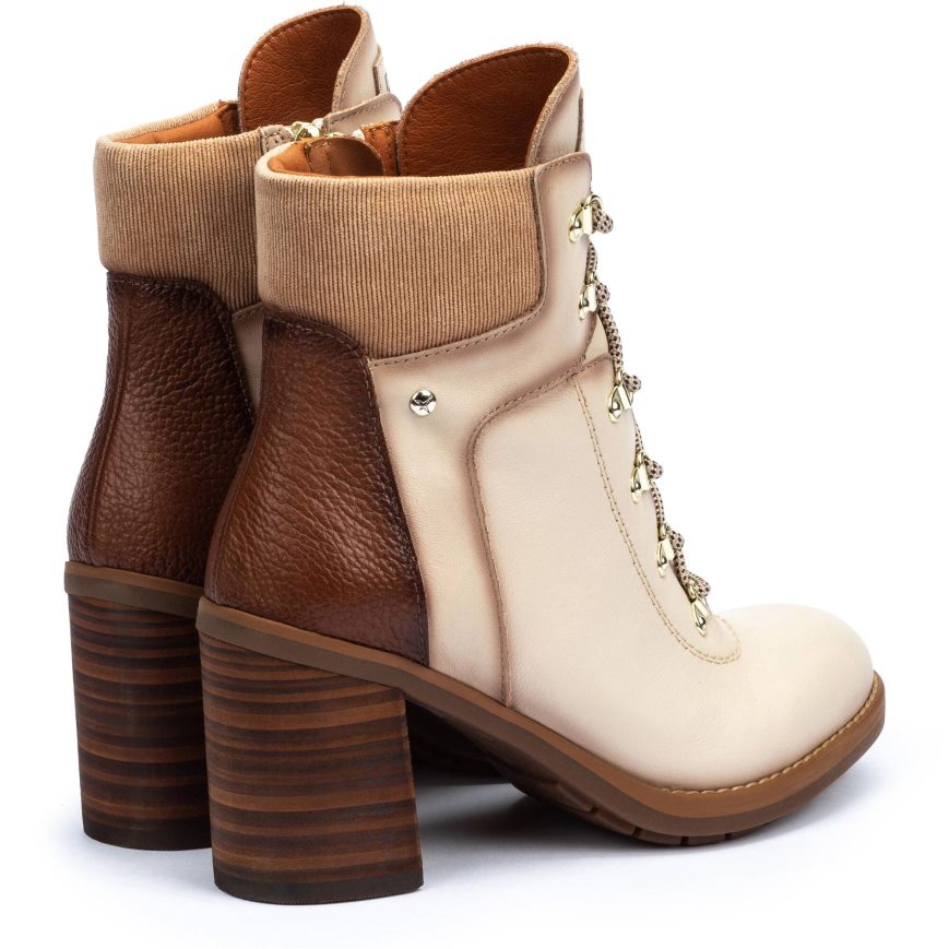 Cream / Brown Pikolinos POMPEYA Women's Ankle Boots | ZRQE24T13