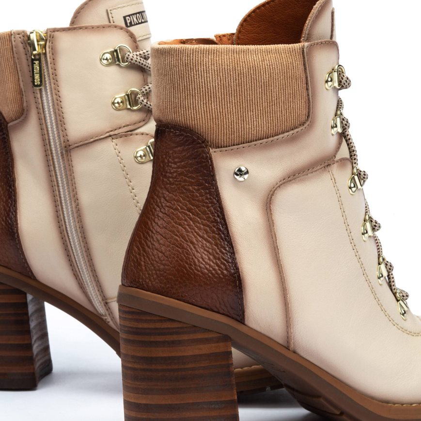 Cream / Brown Pikolinos POMPEYA Women's Ankle Boots | ZRQE24T13